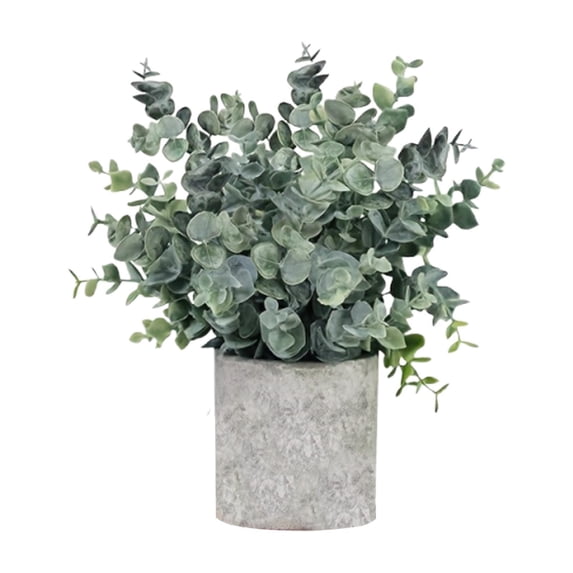 deevoka Artificial Small Potted Plants for Desktop Ornament Desk Tabletop Decoration Roundleaf Grass