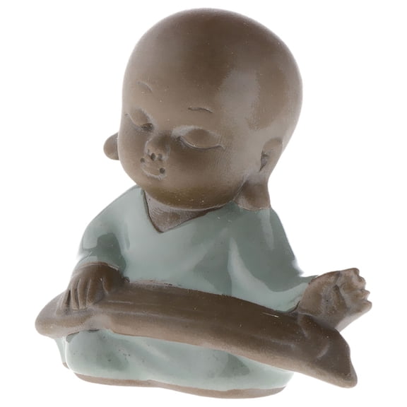 deevoka Baby Buddha Asian Tea Tray Decor Statue Ceramic Kids Monk Figure Ornament A Style-1
