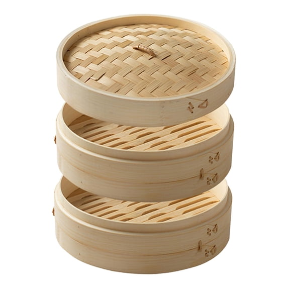 deevoka Bamboo Steamer Basket Cooker Vegetable Steamer for sum Vegetables Veggies Dia 25.4cm 2 Tier
