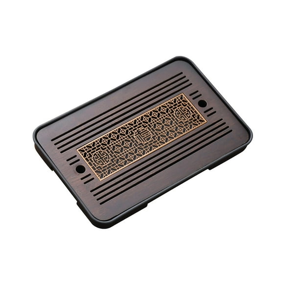 deevoka Bamboo Tea Tray Simple Traditional with Water Storage for Tea Room Household A