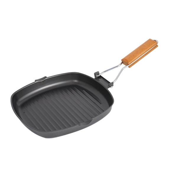 deevoka Barbecue Grill Pan Foldable Handle Skillet Outdoor Fry Pan Easy to Clean Egg Pan