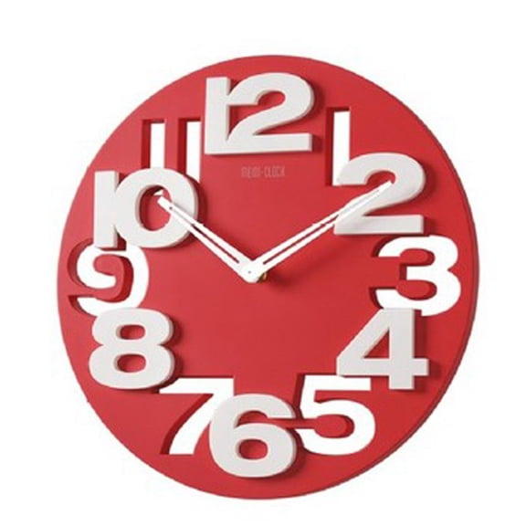 deevoka Big Contemporary wall Clock Creative Hollow Out Number Design Analog Clock Red