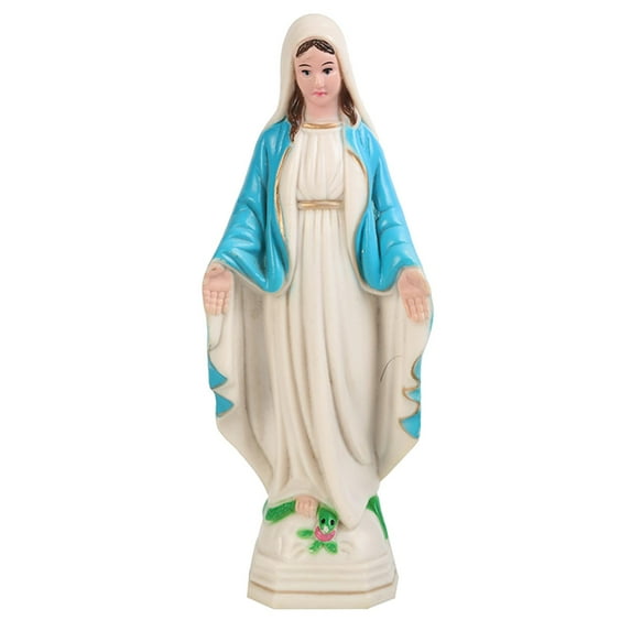 deevoka Blessed Mother Mary Figurine Handmade Resin Elegant European Sculpture blue