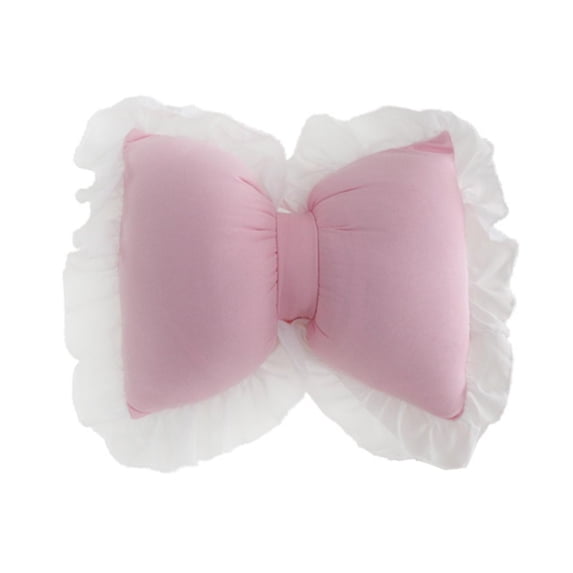 deevoka Bow Pillow Breathable Cute Creative Car Backrest Cushion for Office Bed Sofa Pink