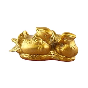 deevoka Brass Mandarin Duck Decoration Decorative for Housewarming Gifts Office Cars 11cm