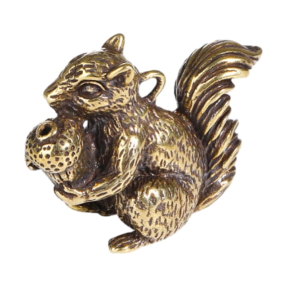 deevoka Brass Squirrel Figurine Antique Gift Squirrel Ornament for Desktop Home Desk