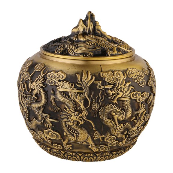 deevoka Brass Tea Canister with Sealed Lid Small Tea Tin for Sugar Household Kitchen