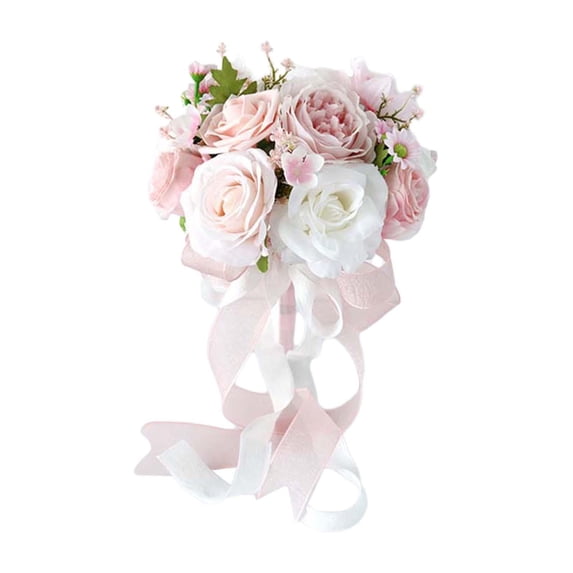 deevoka Bridal Bouquet Artificial Rose Flower Decor Lifelike Fake for Bride Thanksgiving A