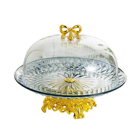 deevoka Cake Stand Multifunctional Round Footed Cake Plate for Candy Muffins Cookies smoke gray