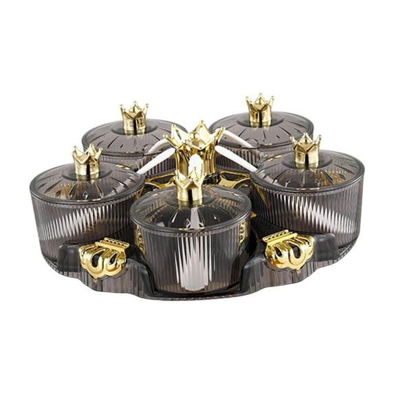 deevoka Candy Nut Serving Tray 5 Compartment Snack Platter for Candy Nuts Chocolates clear grey