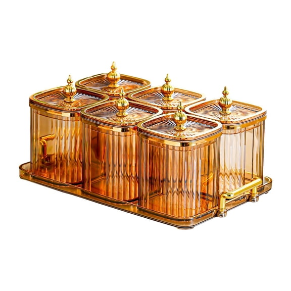 deevoka Candy Nuts Dish with Lid Divided Serving Dishes Multipurpose Snacks Serving Jars Amber