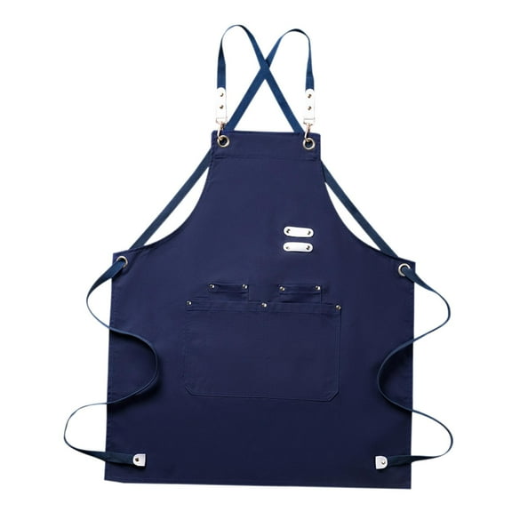 deevoka Canvas Apron Barber Apron with Pocket for Men Women Coffee Shop Waiter Apron Kitchen Apron for Pottery BBQ Cooking Restaurant Blue