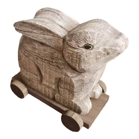 deevoka Carving Wood Figurine Cartoon Handmade Lovely Animal Figure for Table