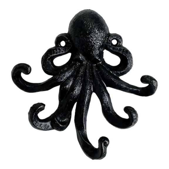 deevoka Cast Iron Octopus Wall Hook Art Crafts Key Hanger Rack for Home Balcony Door