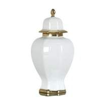 deevoka Ceramic Bud Vase Ceramic Ginger Jar with Lid for Entryway Office Living Room White