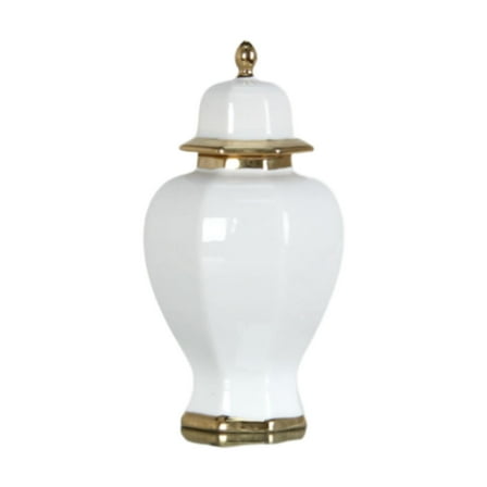 deevoka Ceramic Bud Vase Ceramic Ginger Jar with Lid for Entryway Office Living Room White