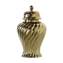 deevoka Ceramic Bud Vase Luxury Porcelain Ginger Jar with Lid for Wedding Cafe Shelf Gold