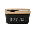 thumbnail image 1 of deevoka Ceramic Butter Dish Reusable Practical Multiuse with Cover Cheese Butter Storage Black Butter, 1 of 9