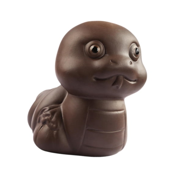deevoka Ceramic Tea Pet Miniature Figurine Car Living Room Office Small Snake Statue Deep