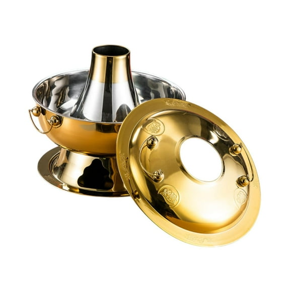 deevoka China Copper Chafing Dish Soup Pot Cooking Pot for Parties Buffets Household gold 32CM