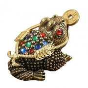 deevoka Chinese Brass Frog Statue Three Legged Frog Table Decoration for Restaurants And 7.2x4.4x3.3cm