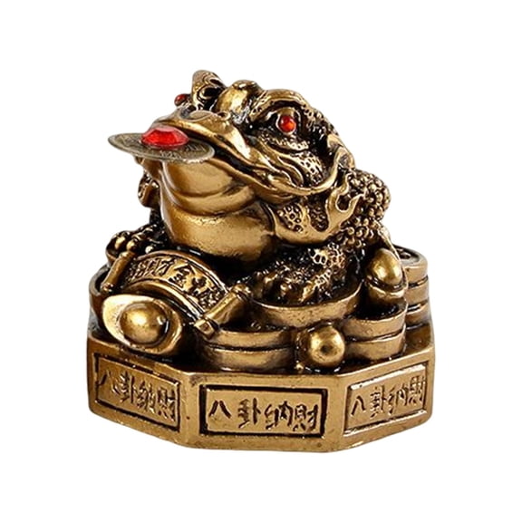 deevoka Chinese Feng Shui Money Frog Resin Figurine ,Three Legged Toad for Car Dashboard Bronze
