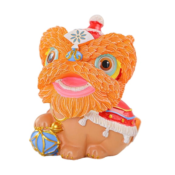 deevoka Chinese Lion Dance Statue Craft Animal Figurine for Home Living Room Bedroom Brown