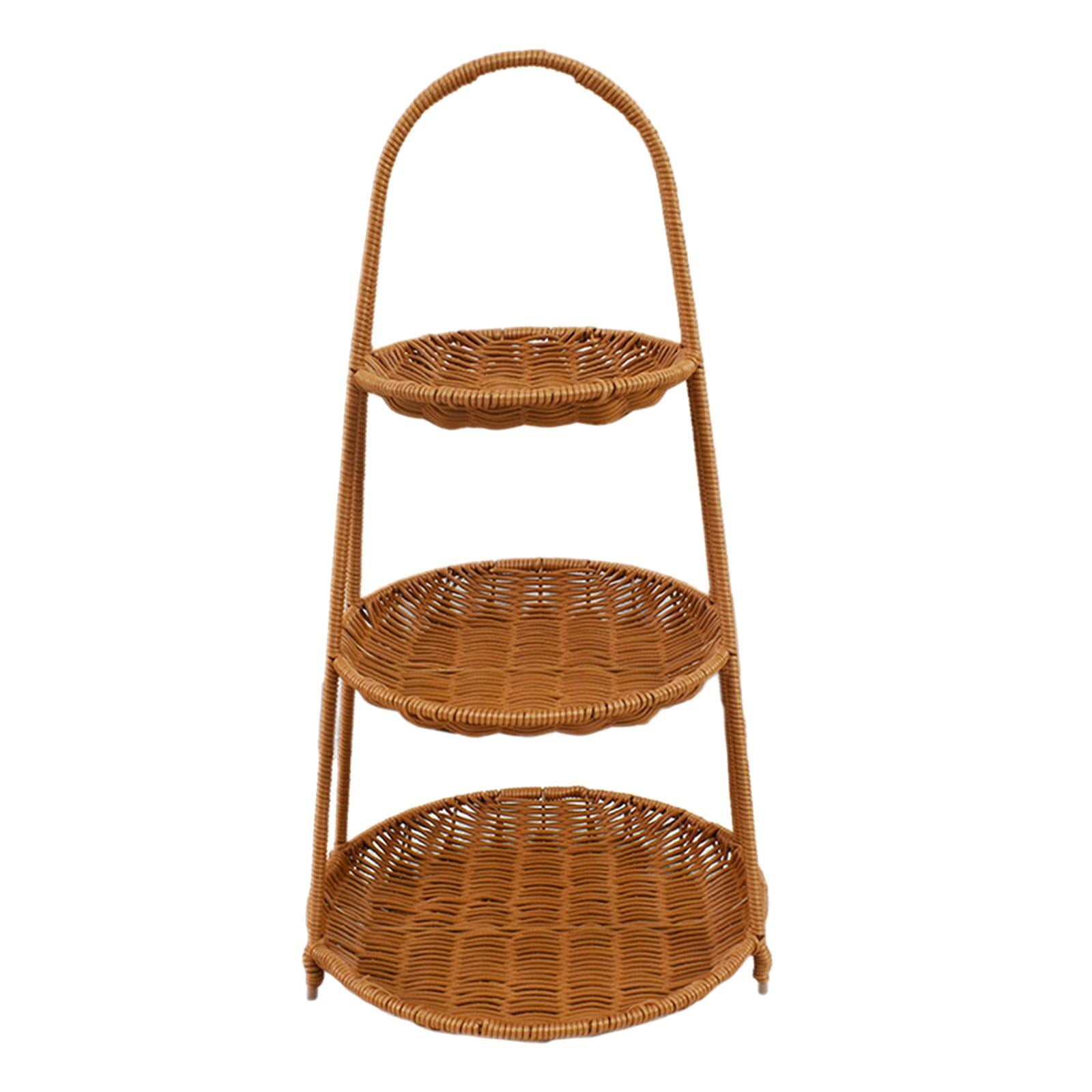 deevoka Circular Food Serving Basket Storage Rack Imitation Rattan ...