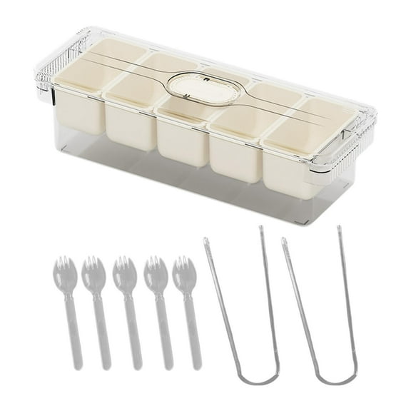 deevoka Clear Divided Serving Tray with Lid and Handle for Popcorn Nuts Dried Fruits 1 Box 2 Clip 5 Spoon