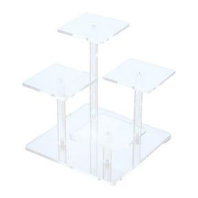 deevoka Clear Perfume Stand with 4 Tiers Figures Display Riser Versatile 5.9x5.9x5.9inch Widened Base for Cosmetics Jewelry Organizer