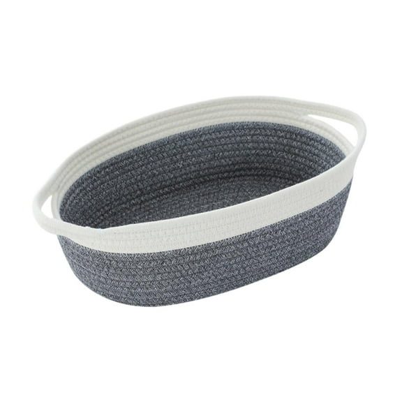 deevoka Cotton Rope Basket Decorative Storage Organizer,Dog Toy Basket,Empty Gift Basket Woven Basket with Handle for Laundry Shelves white gray