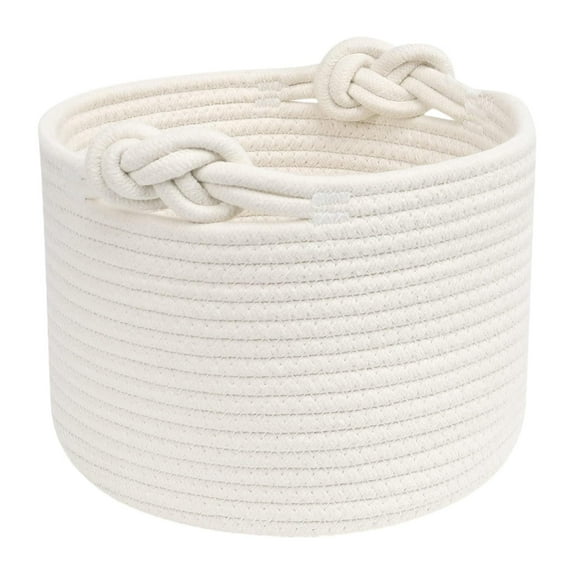 deevoka Cotton Rope Woven Plant Organizer Bin Foldable Multipurpose for Closet Shelf White 30x18cm
