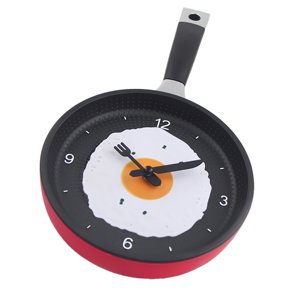 deevoka Creative Silent Quartz Wall Clock,Frying Pan with Fried Eggs Special Design Wall B-Red