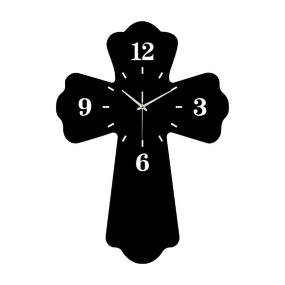 deevoka Cross Shaped Wall Clock Decorative Clock Creative Design Ideal Gift Wall Hanging Digital Clock Silent for Classroom Shop Living Room Black