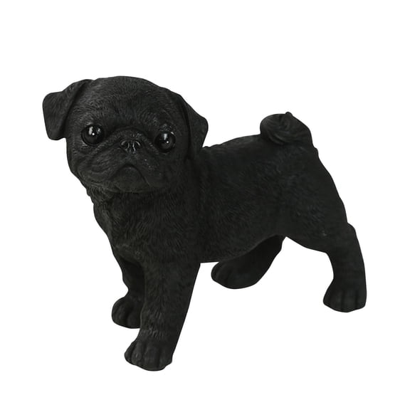 deevoka Cute Dog Statue Decorative Nonslip Animal Miniature Pug Figurine Puppy Sculpture Black