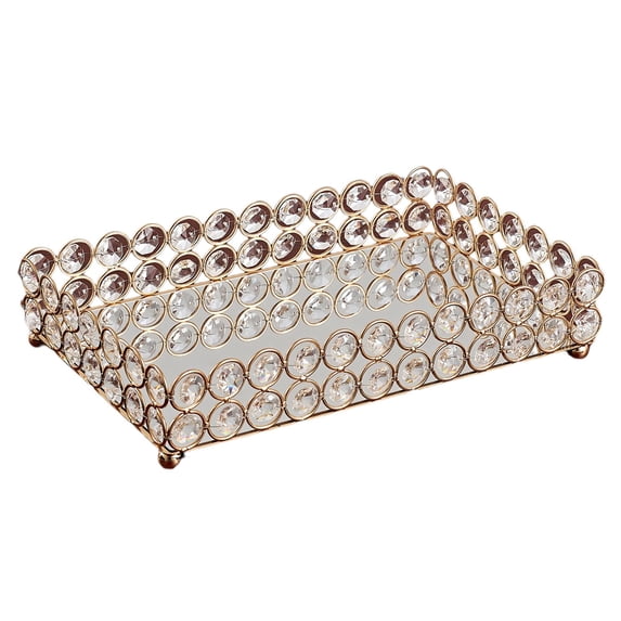 deevoka Decorative Makeup Vanity Trays Crystal Mirrored Cosmetics y Trinket Ornate Option2 S
