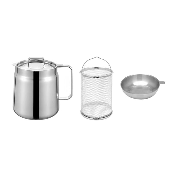 deevoka Deep Frying Pot Draining Sieve Cooking Pot with Handle Deep Fryer Basket 1.5L