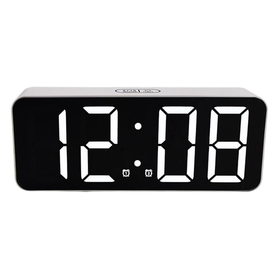 deevoka Desk Alarm Clock LED Digital Clock Temperature for Bedroom School Learning Black Black Mirrored