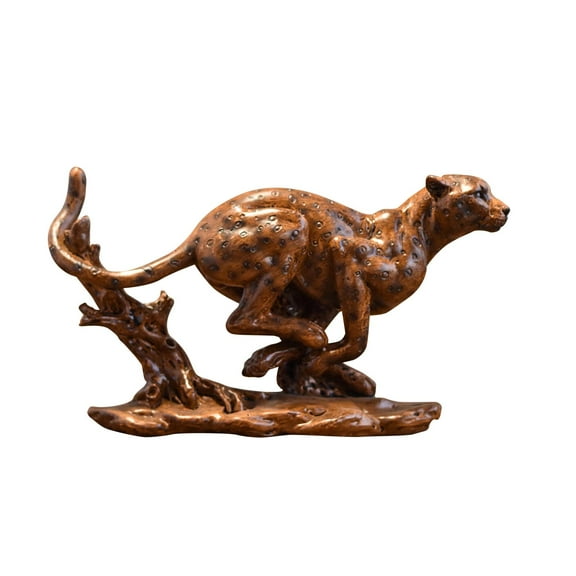 deevoka Desk Leopard Statue Creative Leopard Figurine for Living Room Office Desktop Brown