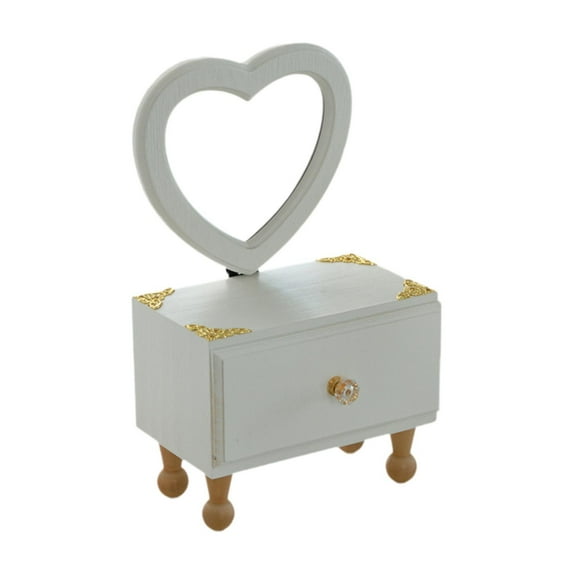 deevoka Desktop Makeup Mirror with Drawer Decoration for Vanity Bathroom Living Room Heart Shaped Mirror