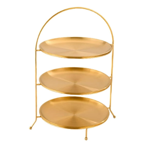 deevoka Dessert Plate Stainless Steel Buffet Cake Stand for Wedding Birthday Kitchen 3 layer 20cm