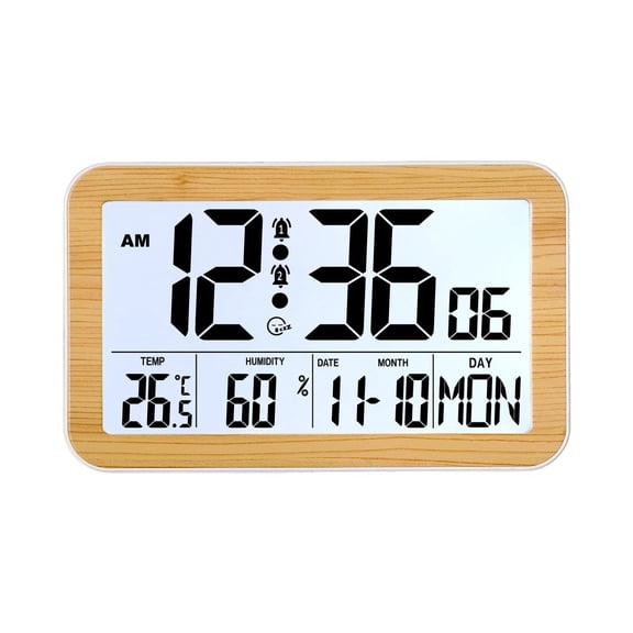 deevoka Digital Alarm Clock Desktop Timepiece Wall Mounted Utility Modern Portable Large H180H light brown
