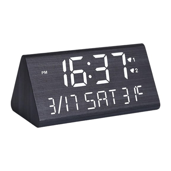 deevoka Digital Alarm Clock Settings Smart Desk Clock for Table Bedroom Desk Black