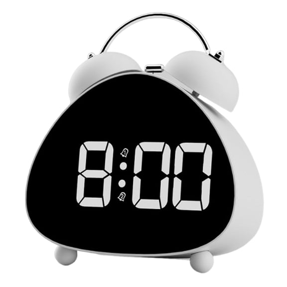 deevoka Digital desktop alarm clock, silent movement, large numbers, loud ringer, double White