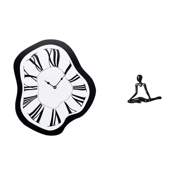 deevoka Distorted Acrylic Wall Clock Sculpture Unique Creative Melting Clock Figurine Luxury Abstract Desktop Ornament for Shop Entrance Bedroom Housewarming