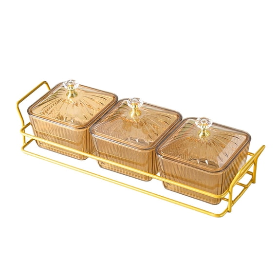 deevoka Divided Serving Dishes Decorative Appetizer Tray for Home Gatherings Parties 3 Compartments