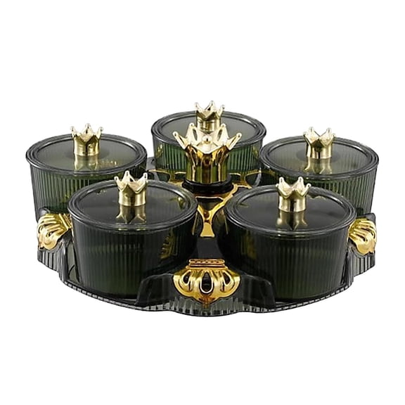 deevoka Divided Serving Tray 5 Compartment Portable Candy and Nut Dishes Rotatable Snack green