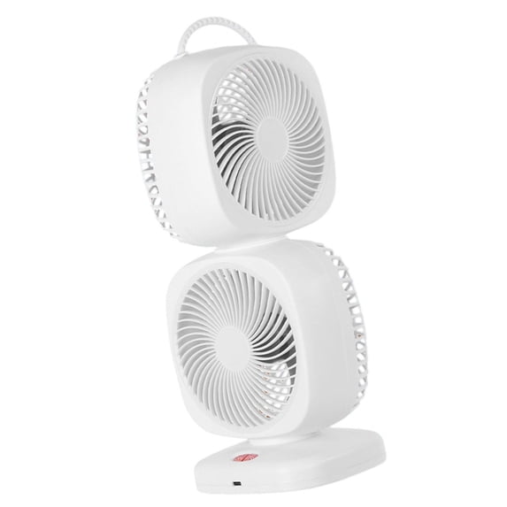 deevoka Double Layer Rotating Fan Cooling Fan Convenient Compact Portable Table Fan Rechargeable for Bedroom Office Kitchen Dormitory White