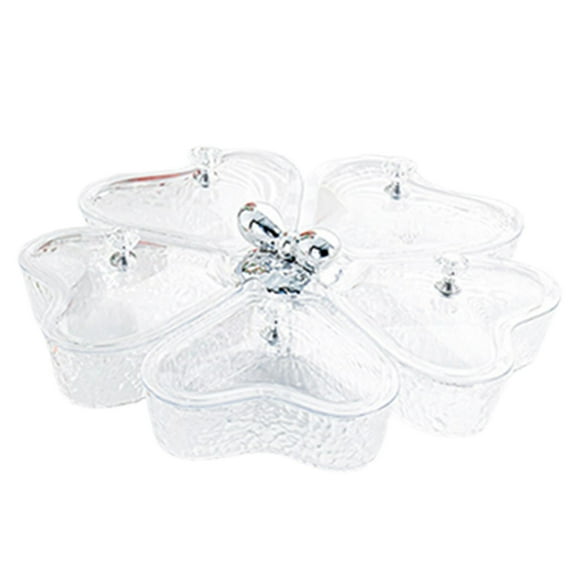 deevoka Dried Fruit Dish Tier Fruit Stand Platter 360 degree Rotating Snack Plates Nordic Stylish for Nuts Candies Appetizer Cookies Family Clear Bowknot