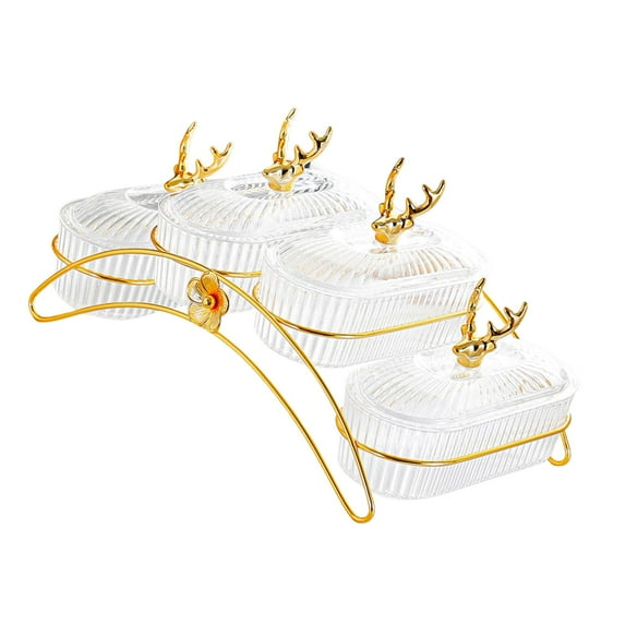 deevoka Dried Fruit Dish with Lid Appetizer Food Serving Tray for Snack Cookies Nuts Clear